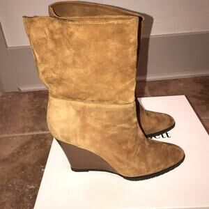 LK Bennett Tobacco Zia Suede Wedge Ankle Boot 39